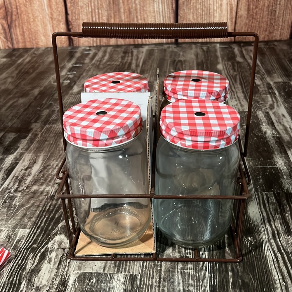 Artland Gingham Glass and Caddy Set - Picture 13 of 14